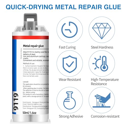 Professional Metal Repair Epoxy Glue, 1.6 Oz Heavy Duty Weld - Strongest for Metal, Aluminum, Steel, Stone, Plastic - All Purpose Adhesive