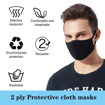 GALAXYLENSE 5 Packs Cotton Washable,Reusable Black Face Mask, Mouth Cover Breathable For Personal Care Protection - color: 4 Packs Black ...