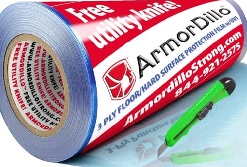 ArmorDillo 26.22 per roll 9 Rolls (case) New 3-Ply Strong Easy to Use Hardwood Floor, Hard Surface Protection Film (17.5" x 100') - size: 17.5"x100' (Pack of 9)