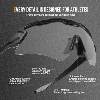 1TG Tactical Safety Shooting Glasses - Anti-Fog Tactical Goggles with 3 Lens & Hard Case, Impact-Resistant Protective Eyewear