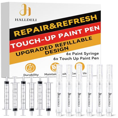 Fillable Touch Up Paint Pen Brush, 6 Pack User-Friendly Refillable Paint Pens, Multiple Applications Touch-Up Paint Brushes for Walls, Wood, Floor, Cabinets, Doors and Windows(12 Pcs Kit) - size: 12 Count (Pack of 1)