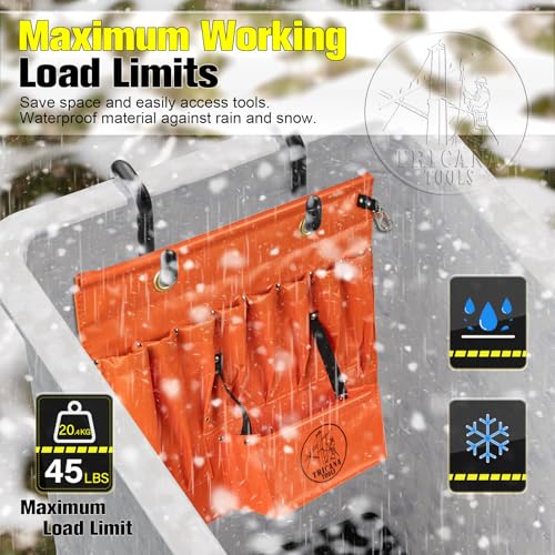 Lineman Tool Board, Aerial Apron, Bucket Truck Tools Organizer with Over 16 Pockets, Tool Organizer for Bucket Trucks and Lineman, Includes Two 2” Bucket Hooks - size: 8 Pockets