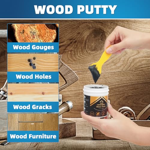 Deuvuo Black Wood Filler, High-Performance Black Wood Putty,Paintable & Sandable Black Black Wood Filler Epoxy - Quickly Fix Wood Cracks And Blemishes With Wood Hole Filler (32Oz) - color: 32oz Black