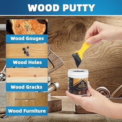 Deuvuo Black Wood Filler, High-Performance Black Wood Putty,Paintable & Sandable Black Black Wood Filler Epoxy - Quickly Fix Wood Cracks And Blemishes With Wood Hole Filler (32Oz) - color: 32oz Black