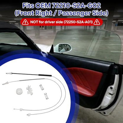Window Regulator Repair Kit for 2000-2009 Honda S2000 Passenger Side, Fix Dropped Window Cable, Replace OEM 72210-S2A-G02, Easy Install Solution