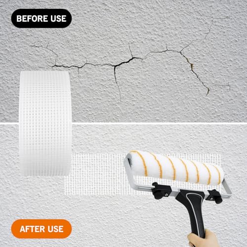 ROLLINGDOG Drywall Joint Tape, 2'' x147 ft Fiberglass Mesh Tape, Self-Adhesive Drywall Repair Tape for Wall Crack Repair, 1 Roll - style: Fiberglass Drywall Joint Tape