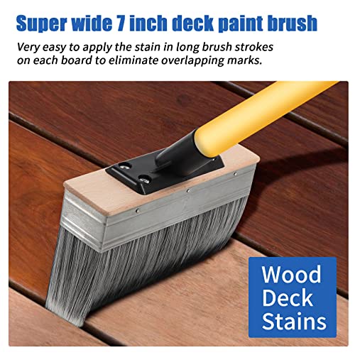 7-Inch Deck Stain Brush Applicator for Applying Paints, Sealers on Wood, Fence, Brick, Concrete Walls - Heavy-Duty Outdoor Oil Staining Brush