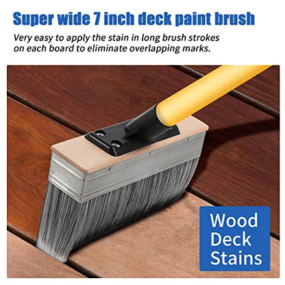 7-Inch Deck Stain Brush Applicator for Applying Paints, Sealers on Wood, Fence, Brick, Concrete Walls - Heavy-Duty Outdoor Oil Staining Brush