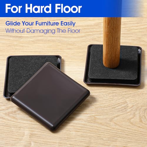 8 PCS Furniture Sliders for Carpet, Square Plastic Moving Slider, 3.5 Inch Sliders for Furniture on Carpet Protectors(Brown) - style: Square