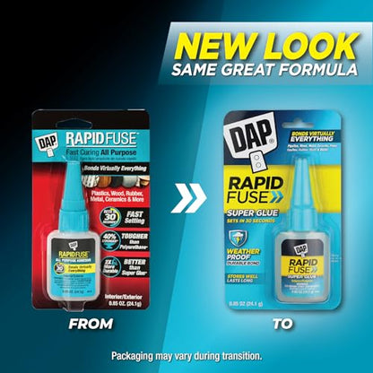 Rapid Fuse 7079800155 Purpose Adhesiv Raw Building Material, Clear, .85 ounces