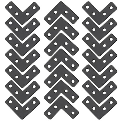 Hordion 20Pcs 1.6 x 1.6 Inch L Shape Bracket Flat Corner Brace (40 X 40mm), Right Angle Bracket Black Heavy Duty Repair Mending Plates for Wood Furniture Chair Drawer Cabinet - size: 1.6*1.6''/40*40mm, Silver