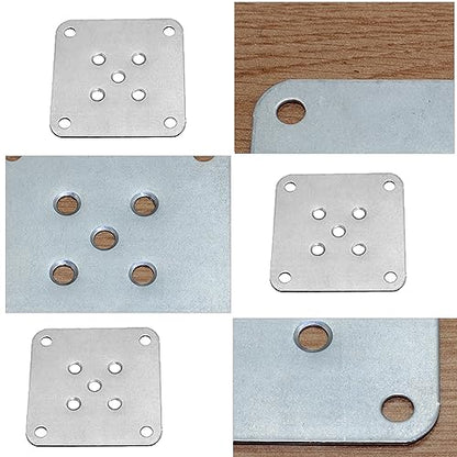 4 Pack Leg Mounting Plates Furniture Wooden Legs Mount Flat T-Plate Connector Attachment Bracket Base with Screws for Sofa Cabinet Chair Couche Seat Repair Replacement DIY