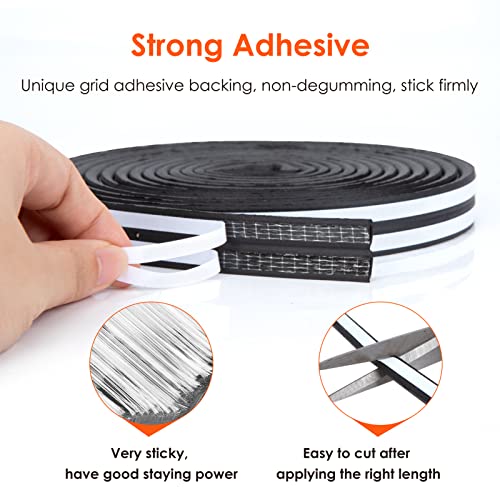52.5 Feet Long Weather Stripping Seal Strip for Doors/Windows, Self-Adhesive Backing Seals Large Gap Seal Strip by YOUSHARES (52.5 Ft/16m, Black) - color: 16m/52.5ft Black