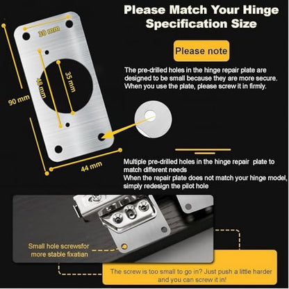8 PCS Cabinet Hinge Repair Plate, Stainless Steel Cabinet Hinge Repair Kit, Hinge Repair Plate, Cabinet Repair Kit, Kitchen Cupboard Door Hinge Repair Plate, Hinges Repair Fixing Plates with Screw - size: Small-A