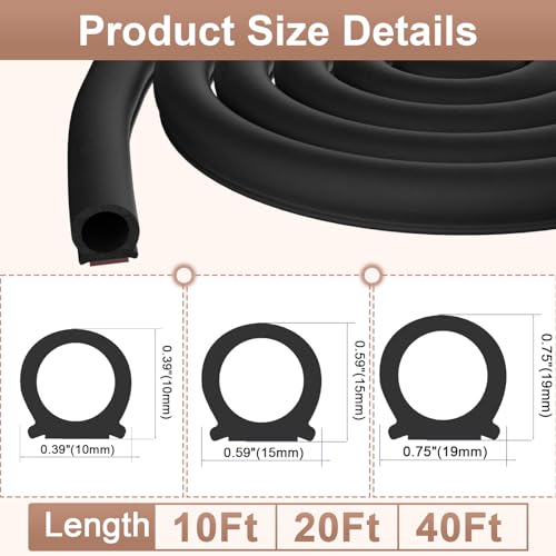 alophoty 10 Ft Rubber Weather Stripping Door Seal, D Shaped Automotive Weather Stripping, Car Door Seal Strip, Self Adhesive Soundproofing Weatherstripping for Doors Windows Car Truck Auto RV - size: 0.75"x0.75"-10ft