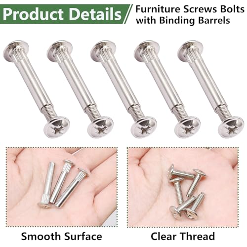 130PCS M4 Furniture Joint Connector Bolt & Cap Nut Kit, Furniture Screw Bolts Cabinet Panel Connector Binding Screws for Wood Door Cabinet Bookshelf Crib (65Set)