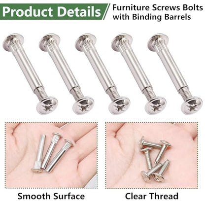130PCS M4 Furniture Joint Connector Bolt & Cap Nut Kit, Furniture Screw Bolts Cabinet Panel Connector Binding Screws for Wood Door Cabinet Bookshelf Crib (65Set)