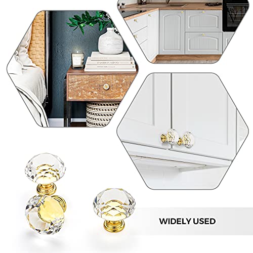 Ravinte 5 Pack Crystal Knobs for Dresser Drawers Glass Cabinet Knobs Diamond Shaped Drawer Knobs - 30 mm Knobs with Gold Base - color: Gold