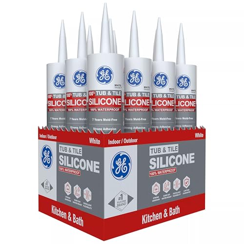 GE Silicone 1 Tub & Tile, White, 10.1 fl oz Cartridge, Pack of 12 - color: White, size: 12 Pack