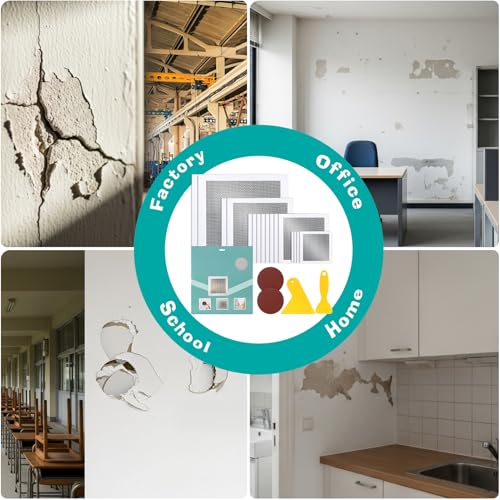 16Pcs Drywall Repair Kit, 2/4/6/8in Self-Adhesive Drywall Patch Kit with Sandpapers & Scrapers, Wall Repair Patches for Small Big Holes & Cracks, Quick Fix for Ceiling Bathroom Wall Damage - size: 16Pcs