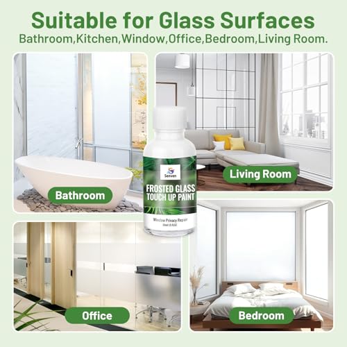 SENVEN Frosted Glass Touch Up Paint for Window Repair- Acrylic Window Privacy Paint, Waterproof & UV Resistant, Frosted Glass for Bathroom, Kitchen, Room, Sliding Door, Semi-Gloss, 1.5 oz, 30ML - color: Frosted Glass 1.5oz