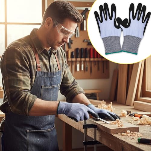 Cut Resistant Gloves, Level 5, Non-Slip Grip, Machine Washable, for Kitchen, Oyster Shucking, Woodworking - color: Black and Grey(male)