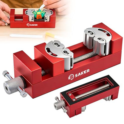 Saker Fractal Vise-Mini Vice Clamp- Bench Vice/Drill Press Vise, Self-Adjusting Aerospace-grade Aluminum Alloy&Heavy-Duty CNC Machined for Jewelry Making, DIY, Woodworking, and Repair - color: Red