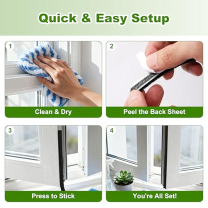 33FT Brush Weather Stripping, 0.35"W x 0.35"T High-Density Self-Adhesive Seal Strip for Doors and Glass Doors, Draft Blocker for Windproof, Dustproof, and Soundproof, Easy Cut & Install, Gray - size: 0.35" x 0.35"