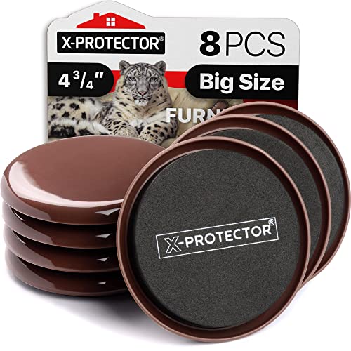 Furniture Sliders for Carpet X-PROTECTOR - 8 PCS Best Heavy Moving Pads 4 3/4" - Sliders for Furniture. Move Your Furniture Easy with Reusable Furniture Movers Sliders for Carpets! - size: 8 PCS 4.75"
