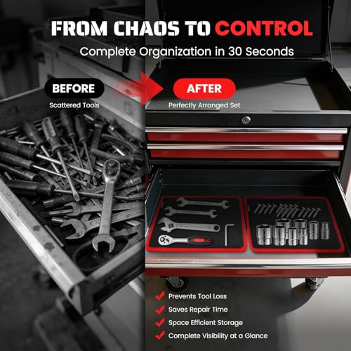 Strong Magnetic Tool Mat Magnetic Parts Tray with Anti-Slip Backing Heavy Duty with Powerful Magnets for Organizing Screws Nuts Bolts Small Tools - Workshop, Garage, DIY-Red 1PCS