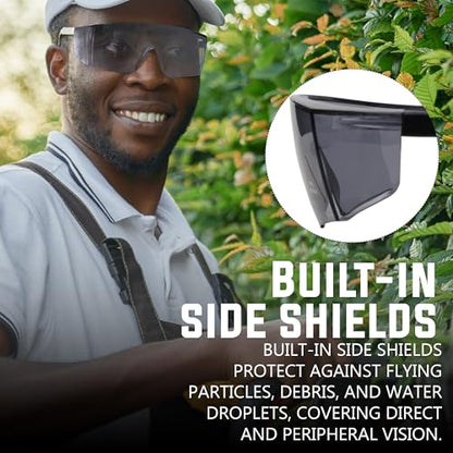 BISON LIFE Anti Fog Safety Glasses with Adjustable Temple & Side Protection, Wraparound Anti-Scratch Lens, Gray Lens & Black Temple, Mowing, Gardening, Outdoor Sports & More (Pack of 3) - color: Gray/Black