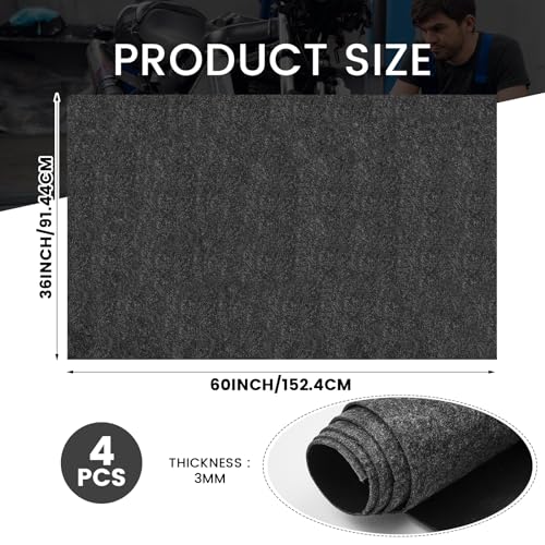 4 Pcs Oil Spill Mat Set (36"×60") - Complete Garage Floor Protection - Front & Rear Car Coverage - Reusable Washable Oil Drip Mats