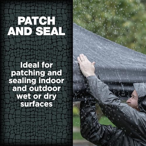 T-REX Heavy Duty Waterproof and Repair Tape for Wet or Rough/Dirty Surfaces Including Underwater, Leaks and More, 4" x 5', Black, 1-Roll (285987)