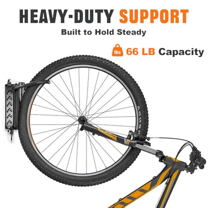 QAQ Swivel Bike Wall Mount, Vertical Bike Rack Garage Holds Up To 66lbs, Bike Hooks For Garage Space-Saving, Easy To Install -1 PACK