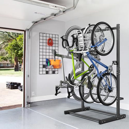 EVERHANGER Freestanding Bike Rack, Vertical Bike Rack Stand for Garage, Bicycle Storage Organizer, Holds Up to 4 Bikes - style: 4 Bike Hooks