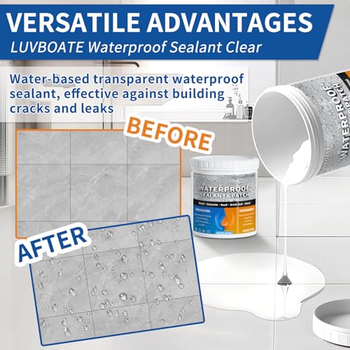 Liquid Waterproof Sealant 70oz Clear, LUVBOATE Transparent Waterproof Coating Water-Based Invisible Repairing Leak Agent Roofs, Walls, Bathroom, Kitchen Indoor & Outdoor
