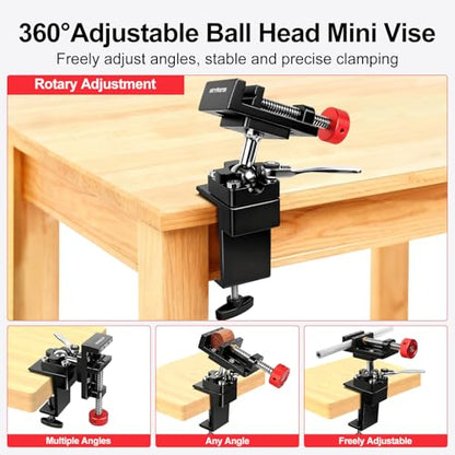 ArtyMaster 360° Rotating Mini Bench Vise with Quick-Release Ratchet Wrench, 2.48" General-Purpose Table Vise for Woodworking, Metalworking, Modeling, Mini Vice Clamp for Small Projects WT104C - style: Mini Vise 360°