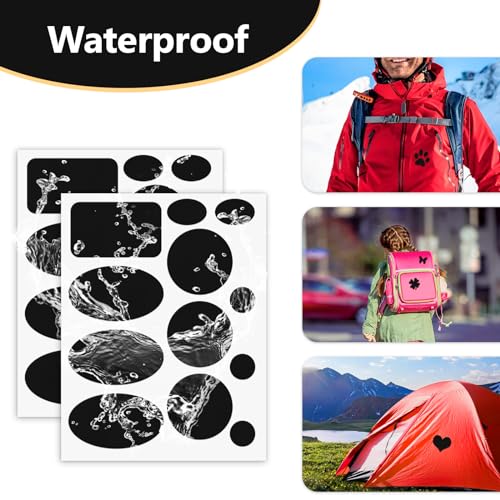 Down Jacket Patches Nylon Repair Tape Self-Adhesive Repair Patch | Pre-Cut, Waterproof Tear-Resistant Rip-Stop Nylon Fabric Patches to Fix Holes in Clothing, Sleeping Bags - color: Black