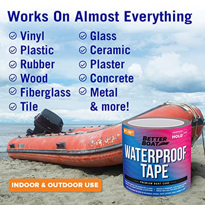 Better Boat Clear Waterproof Tape for Leaks Heavy Duty Marine Grade Seal Tape, 15 ft x 4 in, Invisible Repair, Pools, Shower, Windows - color: Clear