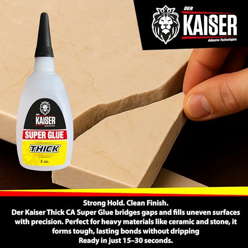 Thick Cyanoacrylate (CA) Super Glue – 4 Pack (4 x 2 oz Bottles) – Gap-Filling Adhesive for Wood, Marble, Stone, and Heavy-Duty Applications - size: 8 oz