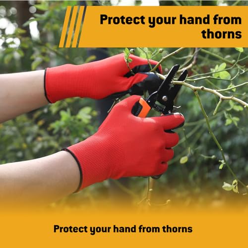 12 Pairs Crinkle Latex Coated Work Gloves for Men, Non-Slip Grip Gardening Gloves, Suit For Construction, Warehouse - size: Large