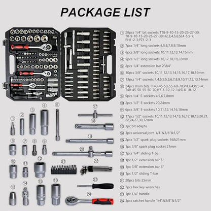 【LuckyNote】Tool Set - Socket and Ratchet Wrench Toolbox, 171pcs Tool Box, Universal Home Car Repair Tool Set, Perfect for Homeowners, DIY Enthusiasts, and Mechanics,17.91x13.58x3.74 Inch - style: 171pcs