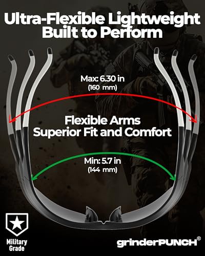 grinderPUNCH Tactical Shooting Glasses Military Grade Impact Resistant Protection 100% UV Lenses ANSI Z87 Safety Glasses