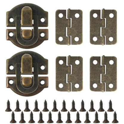 Ymapinc 2 Packs Small Hinges for Wooden Box,Mini Antique Bronze Wooden Box Hingesfor Crafts with Matching Screws for DIY Projects,Jewelry Boxs,Small Cabinet