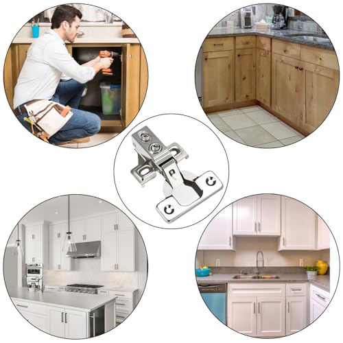 8 Pack 1/2 inch Overlay Soft Close Cabinet Door Hinges for Kitchen Cabinet Hinges Hidden Hinge Stainless Steel Concealed Kitchen Cabinet Hinge Self Closing Screw Holes Distance of Cup is 45 mm