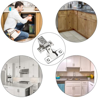 8 Pack 1/2 inch Overlay Soft Close Cabinet Door Hinges for Kitchen Cabinet Hinges Hidden Hinge Stainless Steel Concealed Kitchen Cabinet Hinge Self Closing Screw Holes Distance of Cup is 45 mm