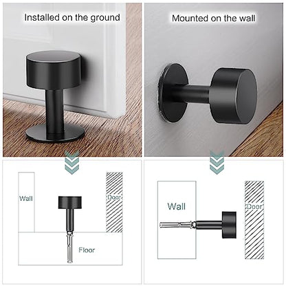2 Pcs Door Stoppers, Heavy Duty Modern Cylindrical Doorstops Without Drill, Rubber Bumper Adhesive Door Stop Wall Protector,2.36inch