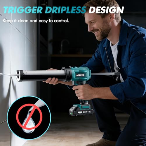 Electric Caulking Gun Compatible with Makita Battery, Cordless Caulk Gun w/ 4 Adjustable Speeds, LED Light, Drip-Free Adhesive 10OZ Caulk Gun for Filling, Sealing (No Battery) (10 oz)