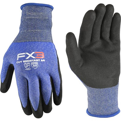 Wells Lamont Men’s FX3 Cut-Resistant Work Gloves, ANSI A4 HPPE Stainless Steel Shell with PU Coated Palm for Grip and Dexterity, Lightweight, Blue - size: Large