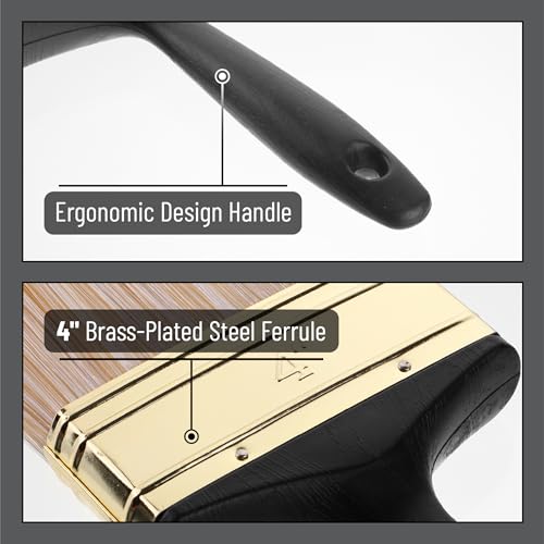 Bates- Deck Stain Brush, 2 Pack, 4 Inch, Soft Tip Wood Stain Brushes for Wood, Brass Plated Steel Ferrule, Ergonomic Handle - size: 4 Inch, 2 Pack